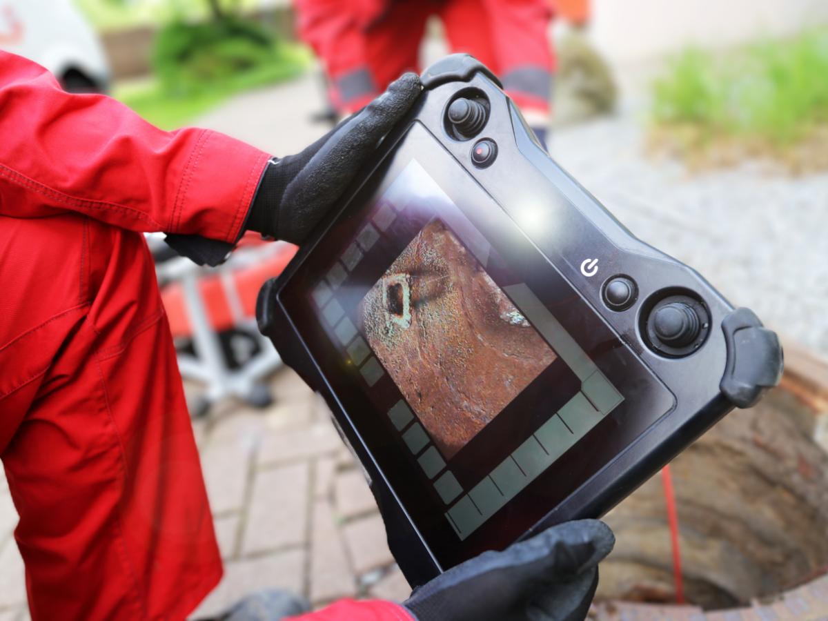 plumbers doing video sewer line inspection to determine if homeowner needs sewer line replacement