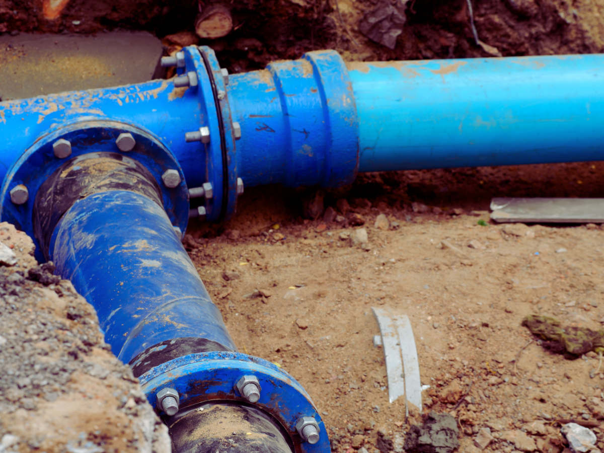 Underground water line dug up